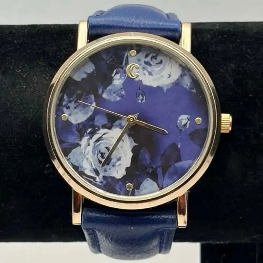 Gold & Blue Floral Charming Charlie Watch